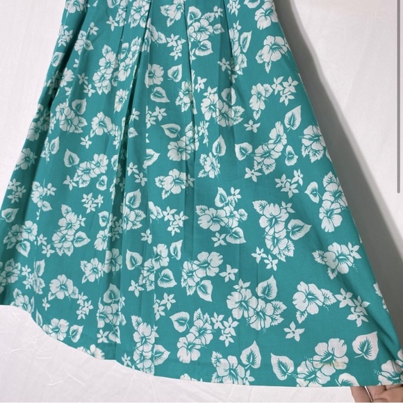 5/$25 Vintage Elle Elle Green White Floral Print Elastic Waist Midi Skirt M - Picture 3 of 16